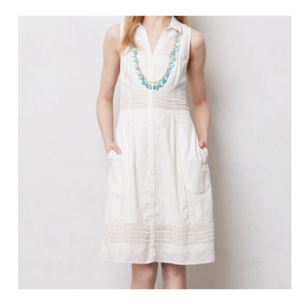 Maeve by Anthropologie Swiss Dot Textured Fit & Flare Shirtdress SZ 2 Boho